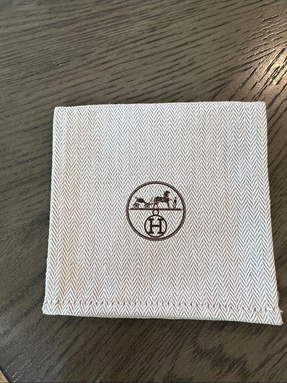 Hermes Herringbone Cloth Jewelry/Compact Dust Bag Pouch